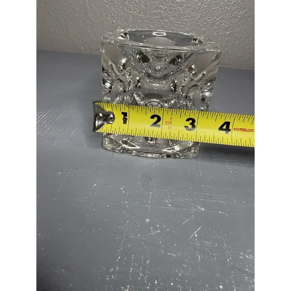 MCM RUDOLF JURNIKL Bohemian Glass Cube Optic Candle Holder Taper Or Votives